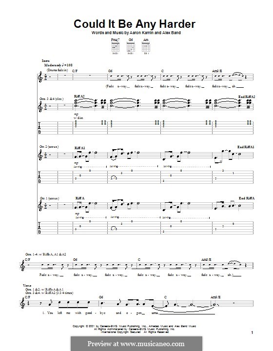 Could It Be Any Harder (The Calling): For guitar with tab by Aaron Kamin, Alex Band