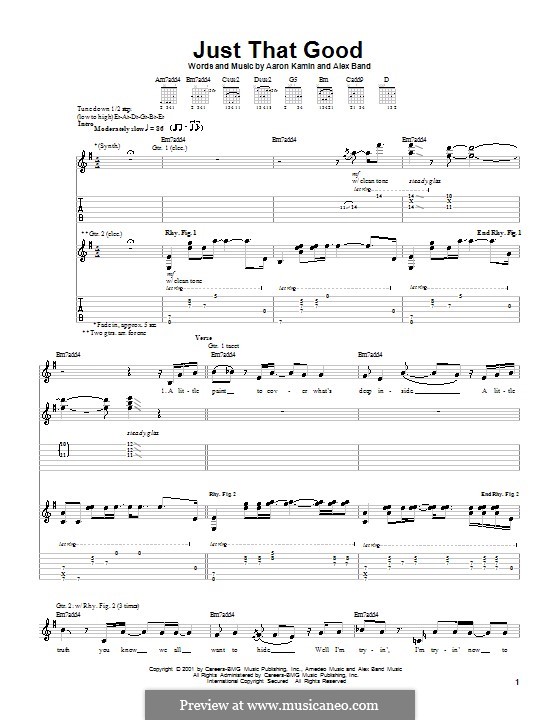 Just That Good (The Calling): For guitar with tab by Aaron Kamin, Alex Band