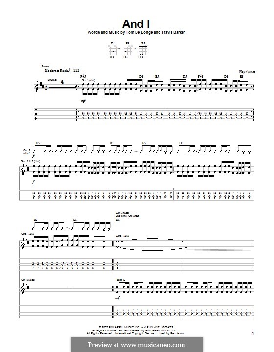 And I (Box Car Racer): For guitar with tab by Tom DeLonge, Travis Barker