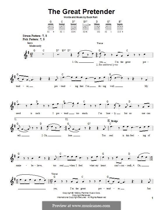The Great Pretender (The Platters): For guitar (very easy version) by Buck Ram