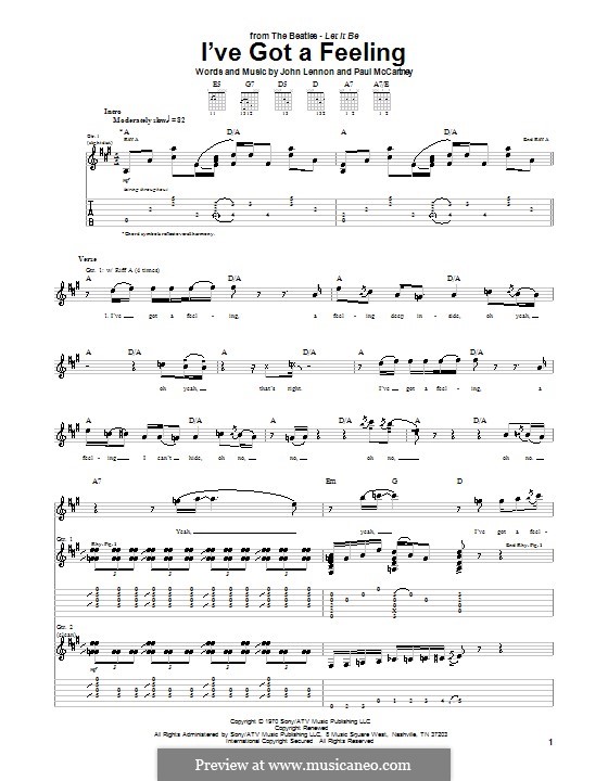 I've Got a Feeling (The Beatles): For guitar with tab by John Lennon, Paul McCartney