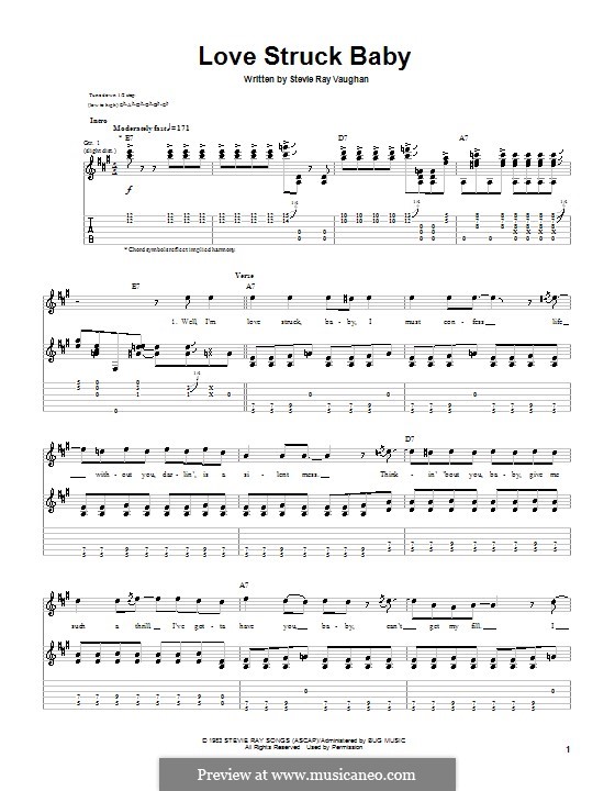 Love Struck Baby: For guitar with tab by Stevie Ray Vaughan
