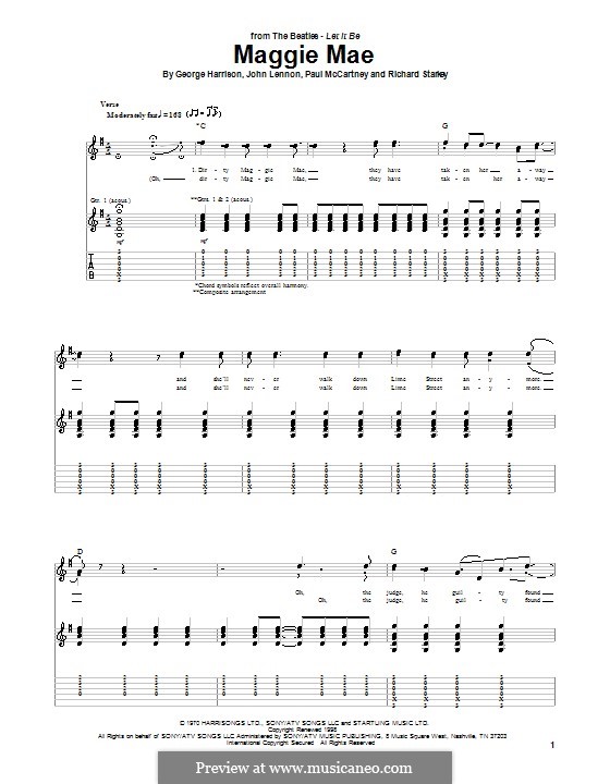 Maggie Mae (The Beatles): For guitar with tab by George Harrison, John Lennon, Paul McCartney, Ringo Starr