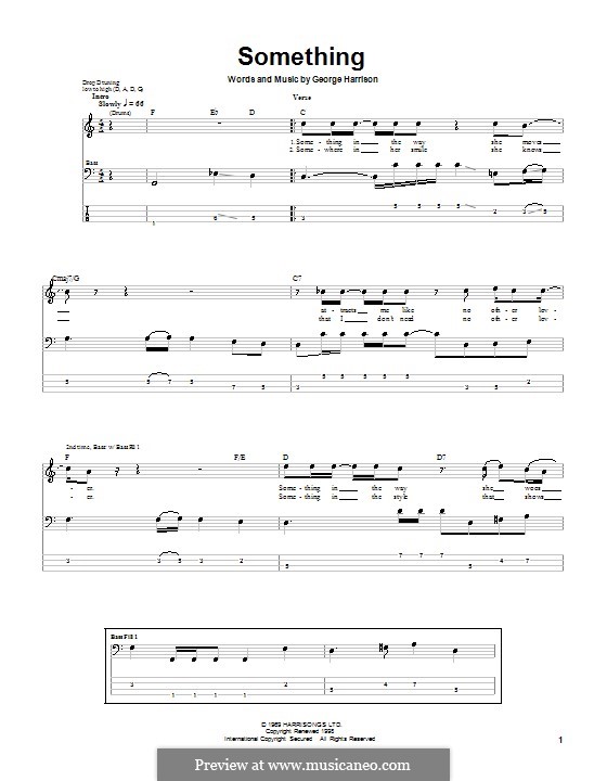 Something (The Beatles): For bass guitar with tab by George Harrison