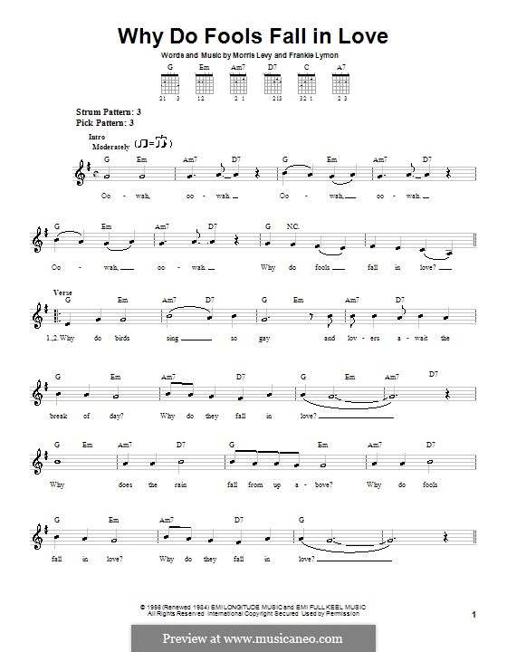 Why Do Fools Fall in Love: For guitar (very easy version) by Frankie Lymon, Morris Levy
