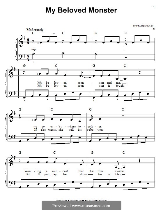 My Beloved Monster (Eels): For easy piano by Mark Everett