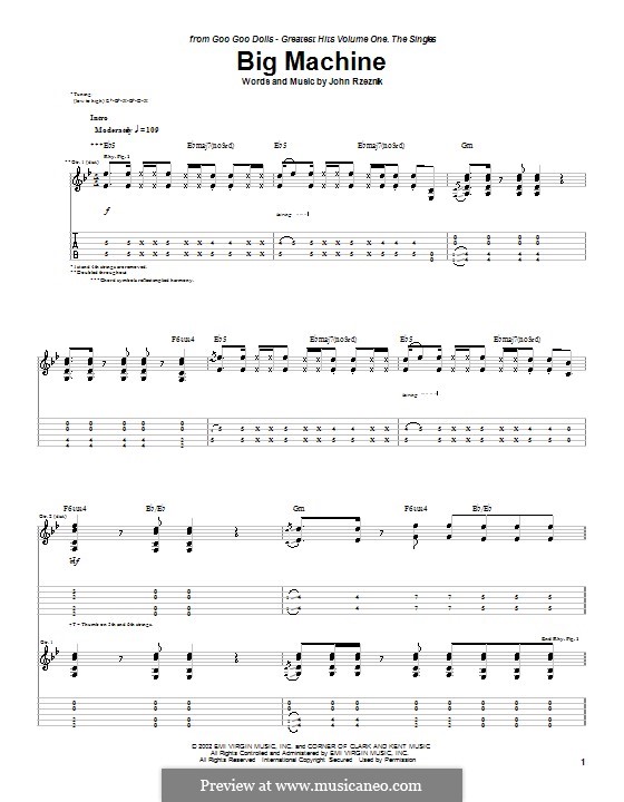 Big Machine (Goo Goo Dolls): For guitar with tab by John Rzeznik