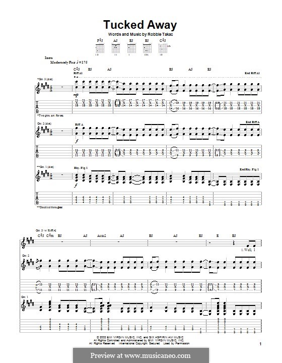 Tucked Away (Goo Goo Dolls): For guitar with tab by Robbie Takac.