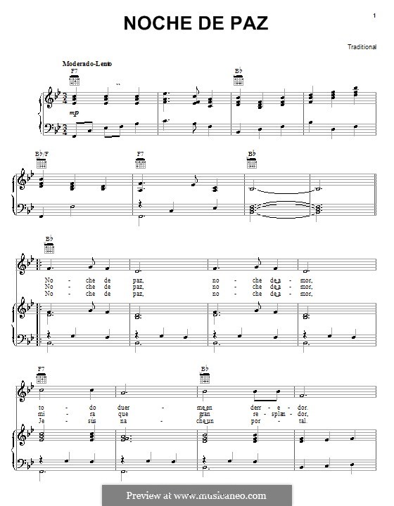 Vocal version: For voice and piano (or guitar) by Franz Xaver Gruber