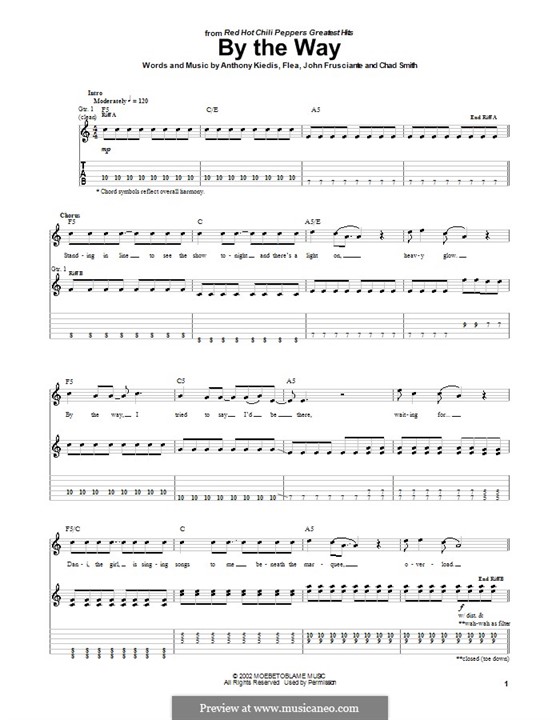 By the Way (Red Hot Chili Peppers): For guitar with tab by Flea, Anthony Kiedis, Chad Smith, John Frusciante