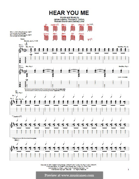 Hear You Me (Jimmy Eat World): For guitar with tab by James Adkins, Richard Burch, Thomas D. Linton