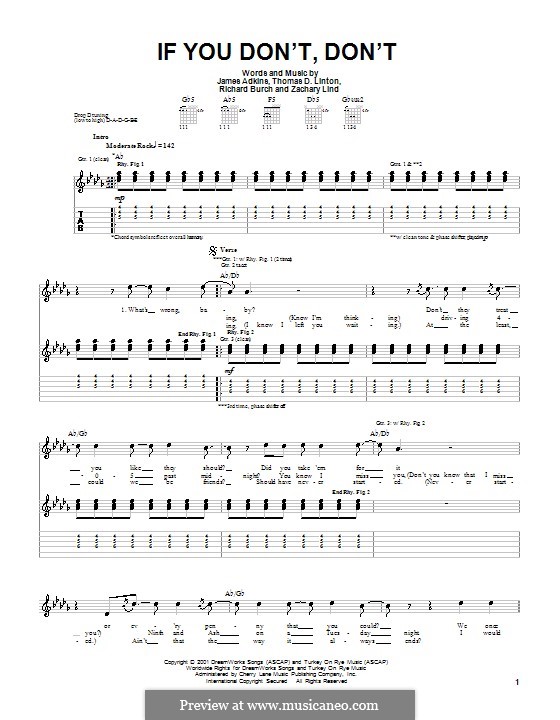 If You Don't, Don't (Jimmy Eat World): For guitar with tab by James Adkins, Richard Burch, Thomas D. Linton