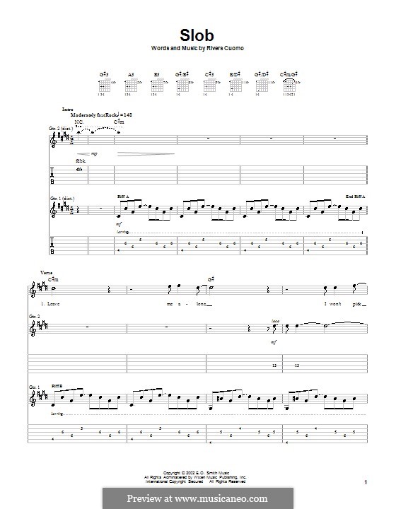 Slob (Weezer): For guitar with tab by Rivers Cuomo