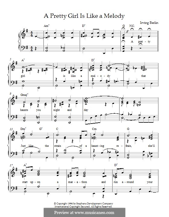 a pretty girl is like a melody by i berlin sheet music on musicaneo a pretty girl is like a melody sheet music