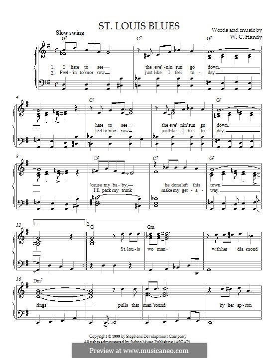 St. Louis Blues by W.C. Handy - sheet music on MusicaNeo