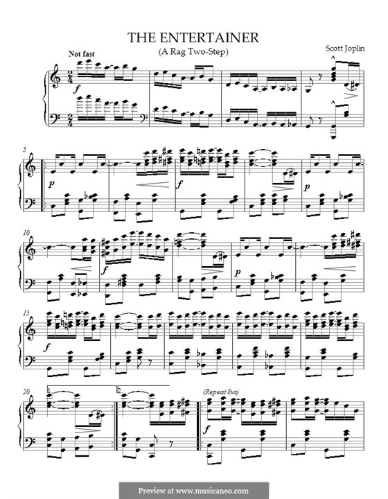 The Entertainer, for Piano: High quality sheet music by Scott Joplin