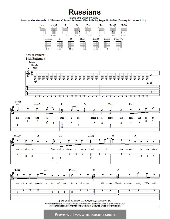Russians: For guitar by Sting