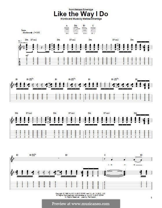 Like the Way I Do: For guitar with tab by Melissa Etheridge