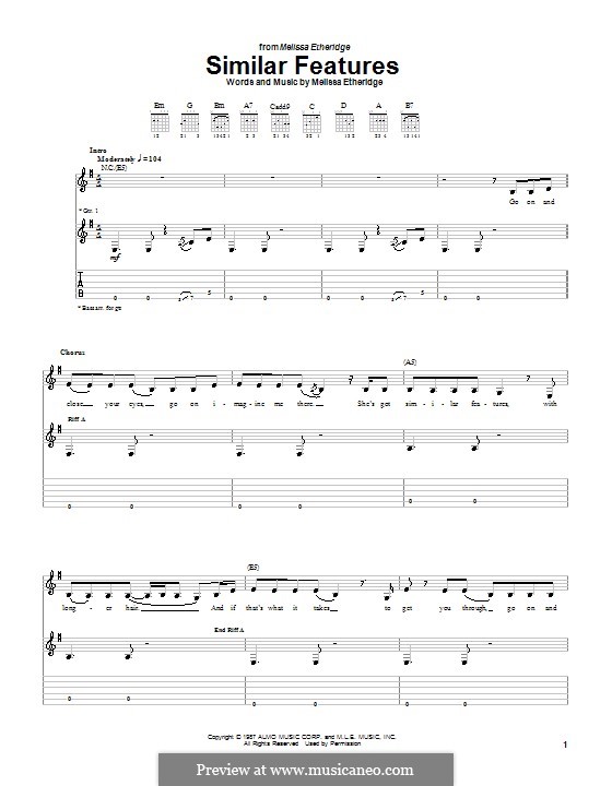 Similar Features: For guitar with tab by Melissa Etheridge