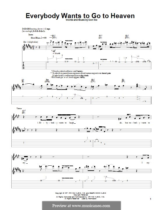 Everybody Wants To Go To Heaven: For guitar with tab by Don Nix