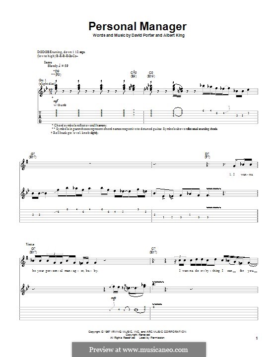Personal Manager: For guitar with tab by David Porter