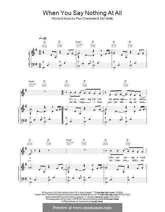 When You Say Nothing at All (Alison Krauss & Union Station): For voice and piano (or guitar) by Don Schlitz, Paul Overstreet