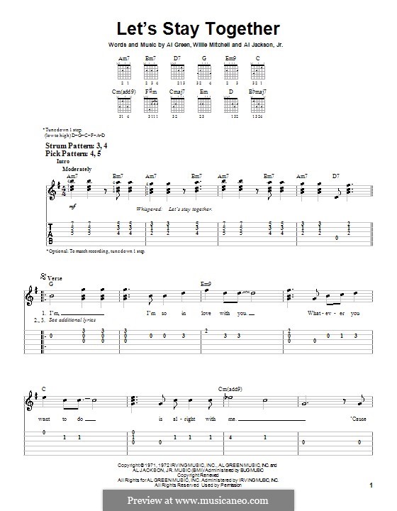Let's Stay Together: For guitar (very easy version) by Willie Mitchell, Al Jackson Jr.