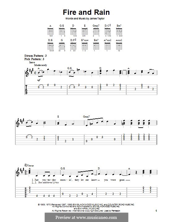 Fire and Rain: For guitar (very easy version) by James Taylor