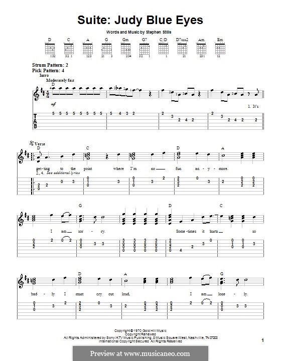 Judy Blue Eyes (Suite): For guitar (very easy version) by Stephen Stills