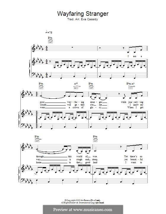 Wayfaring Stranger: For voice and piano (or guitar) by folklore