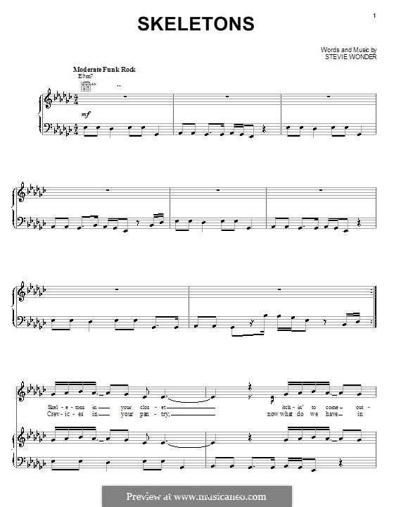 skeletons by s wonder sheet music on musicaneo sheet music stevie wonder
