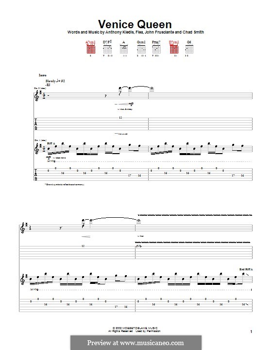 Venice Queen (Red Hot Chili Peppers): For guitar with tab by Anthony Kiedis, John Frusciante