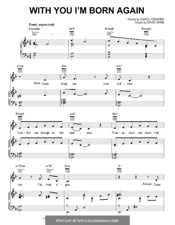 With You I'm Born Again (Billy Preston & Syreeta): For voice and piano (or guitar) by Carol Connors, David Shire