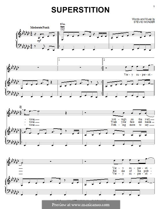 superstition by s wonder sheet music on musicaneo superstition stevie wonder piano sheet music