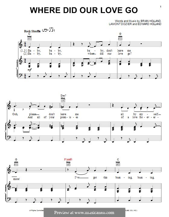Where Did Our Love Go (The Supremes): For voice and piano (or guitar) by Brian Holland, Edward Holland Jr., Lamont Dozier