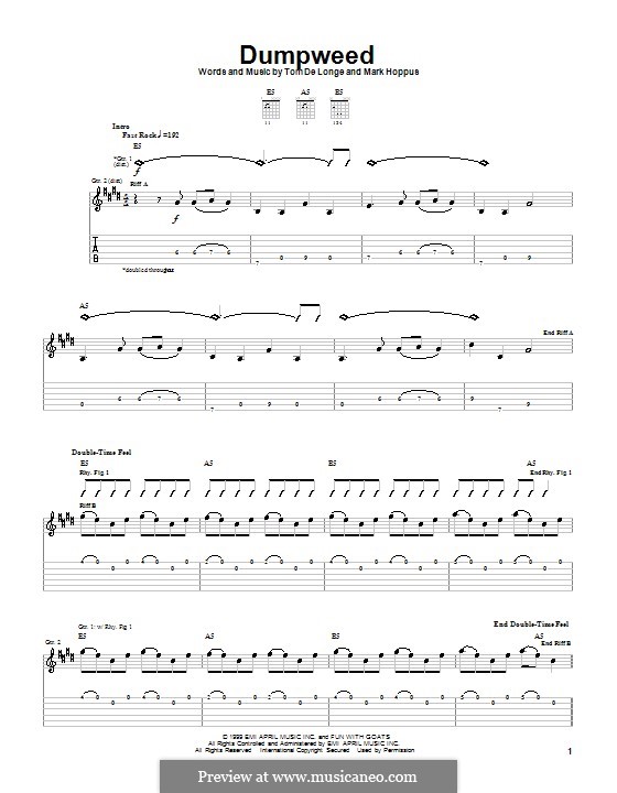 Dumpweed (Blink-182): For guitar with tab by Mark Hoppus, Tom DeLonge