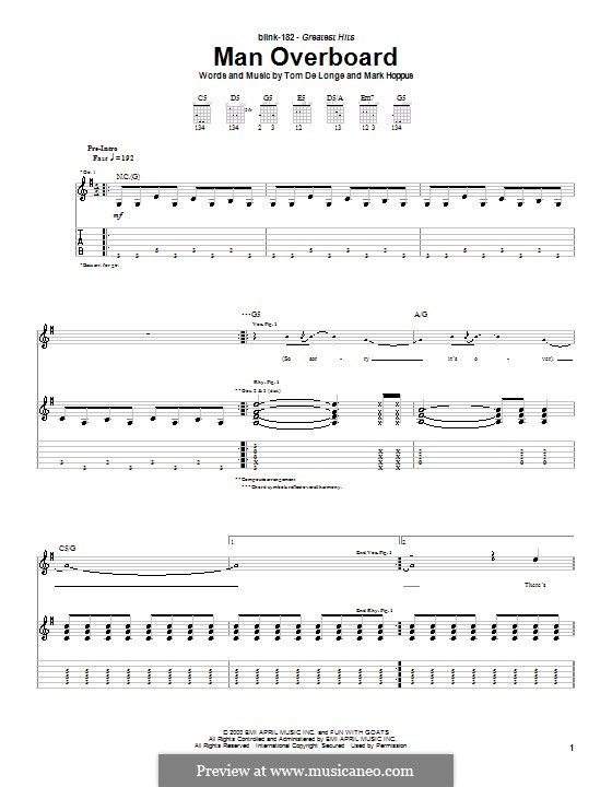 Man Overboard (Blink-182): For guitar with tab by Mark Hoppus, Tom DeLonge