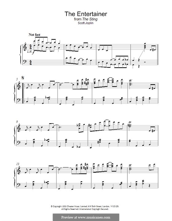 The Entertainer, for Piano: High quality sheet music by Scott Joplin