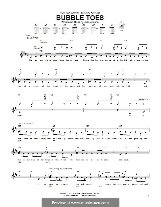 Bubble Toes: For guitar with tab by Jack Johnson