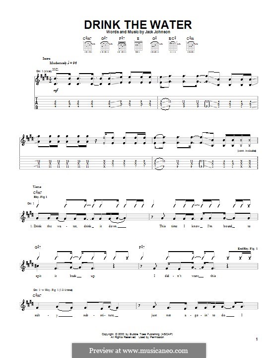 Drink the Water: For guitar with tab by Jack Johnson