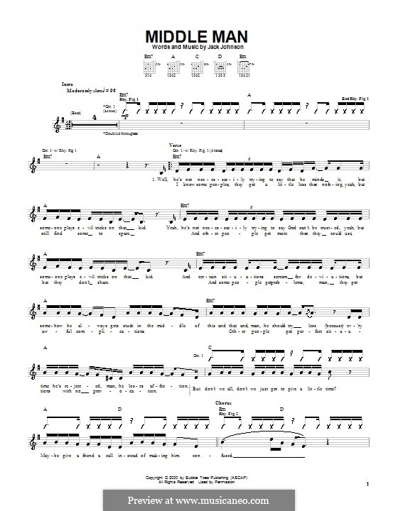 Middle Man: For guitar with tab by Jack Johnson