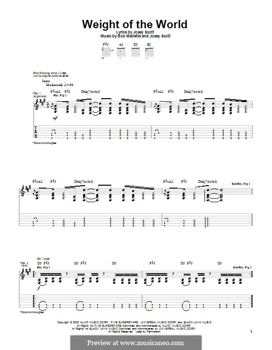 Weight of the World (Saliva): For guitar with tab by Bob Marlette, Josey Scott