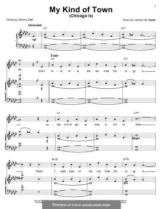 My Kind of Town (Chicago Is) by J.V. Heusen - sheet music on MusicaNeo