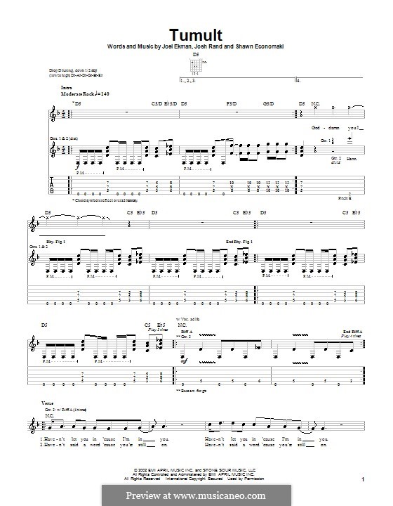 Tumult (Stone Sour): For guitar with tab by Joel Ekman, Josh Rand, Shawn Economaki