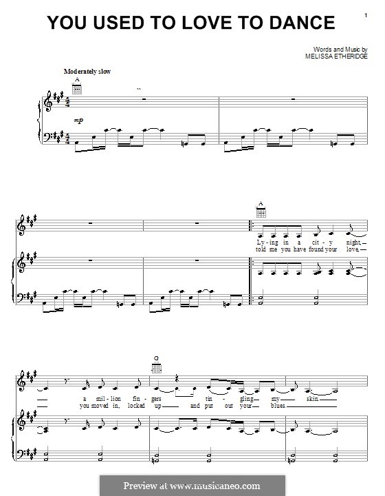 You Used To Love To Dance: For voice and piano (or guitar) by Melissa Etheridge