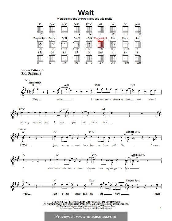 Wait (White Lion): For guitar (very easy version) by Mike Tramp, Vito Bratta