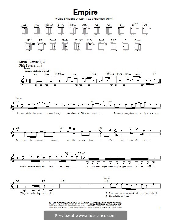 Empire (Queensryche): For guitar (very easy version) by Geoff Tate, Michael Wilton