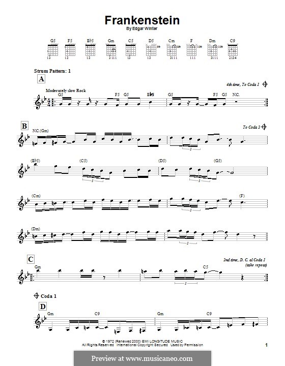 Frankenstein (from Wayne's World 2): For very easy guitar by Edgar Winter