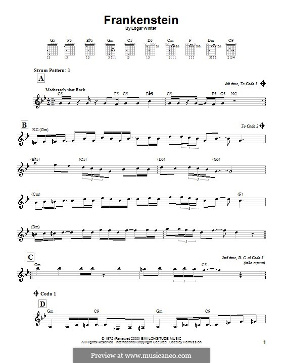 Frankenstein (from Wayne's World 2): For very easy guitar by Edgar Winter