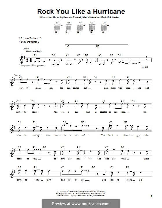 Rock You Like A Hurricane (Scorpions): For guitar (very easy version) by Herman Rarebell, Klaus Meine, Rudolf Schenker